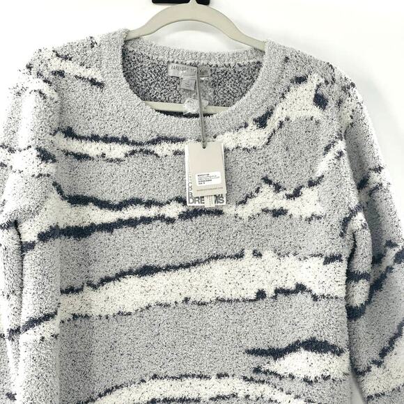 NEW Barefoot Dreams Ocean Zebra CozyChic Seaside CrewNeck Pullover Sweater Small - Picture 5 of 14